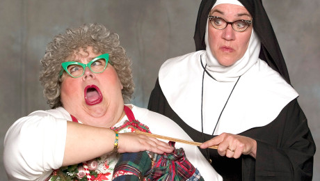 Peggy Platt as Craft Lady (l.), Lisa Koch as Sister Mary Agnes (r.)                        Photo by Thomas Bliss