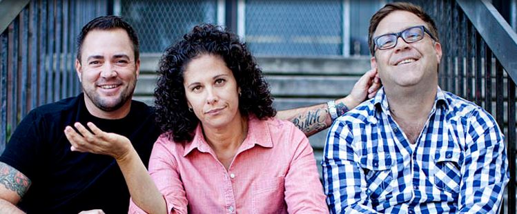 L to R: Ian Harvie, Dana Goldberg and Jason Dudey make up the comedy trio performing as "Come Out Laughing" at Theatre Off Jackson on Friday/Saturday, March 29 & 30.
