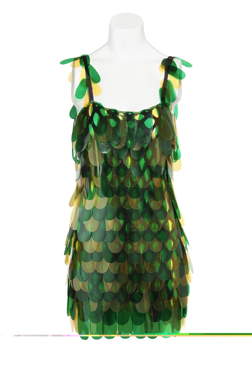 Mary Wilson from The Supremes, gorgy green plastic petal dress. It looks much better in person. Credit: Rock and Roll Hall of Fame and Museum
