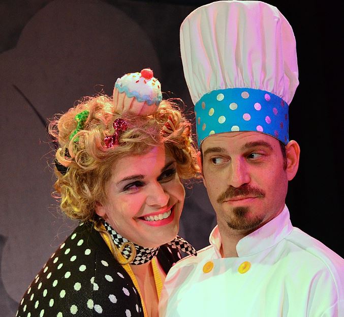 AMERICAN WEE-PIE at Seattle Public Theatre. Tracy Leigh (as Linz) and David Goldstein (as Pableu). Hate the play; like the production; adore the actors. Photo: Paul Bestock