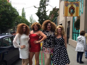 The cast of "Mimosas with Mama" from L to R: Felix Manchild, Isabella Extynn St. James, Mama Tits, & Tipsy Rose Lee (Disco Vinnie not pictured)