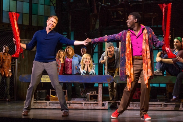 Charlie Price (Steven Booth, left) and Lola (Kyle Taylor Parker, right) in the First National Tour of Kinky Boots, coming to The 5th Avenue Theatre. Credit Matthew Murphy